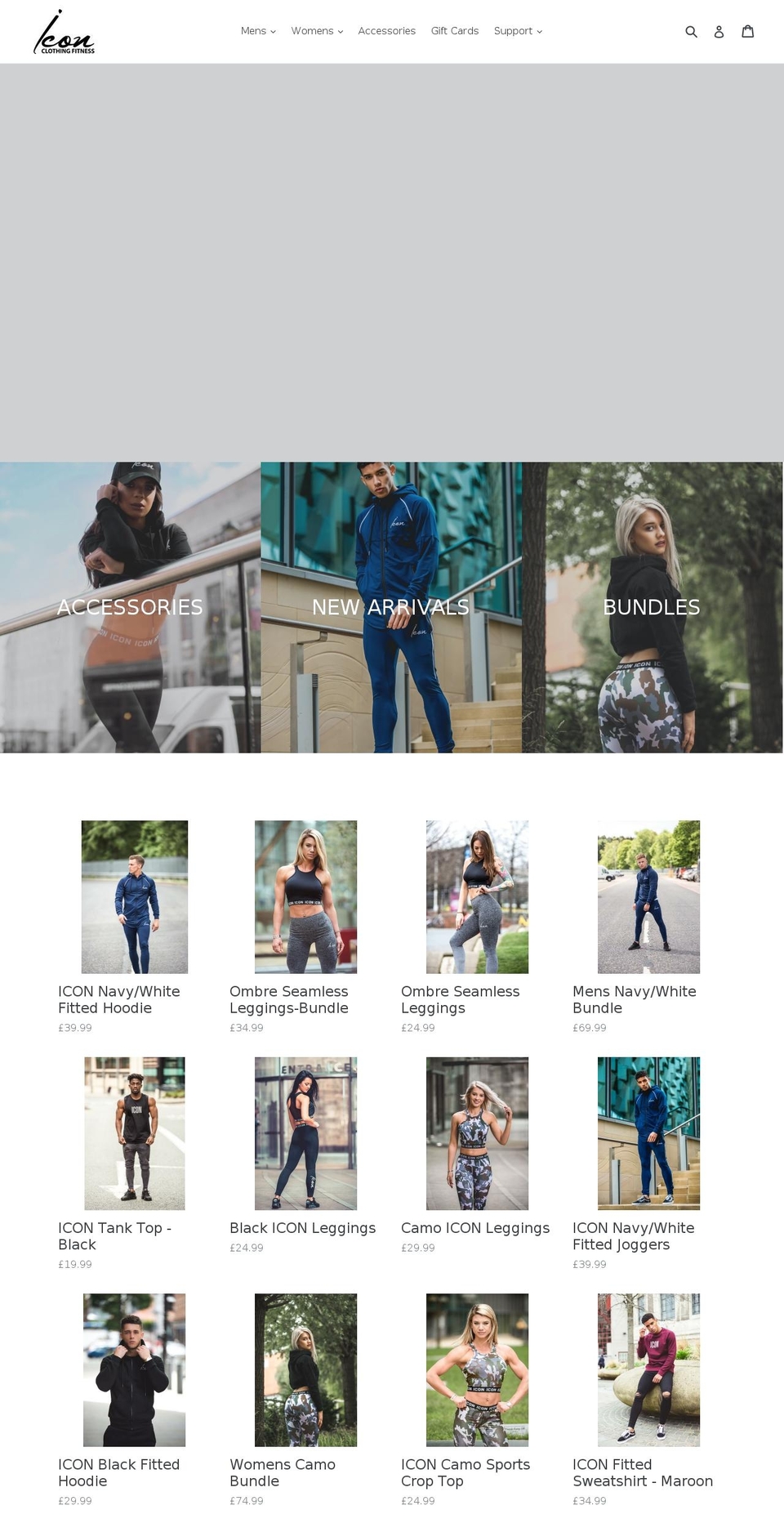 iconclothingfitness.com shopify website screenshot