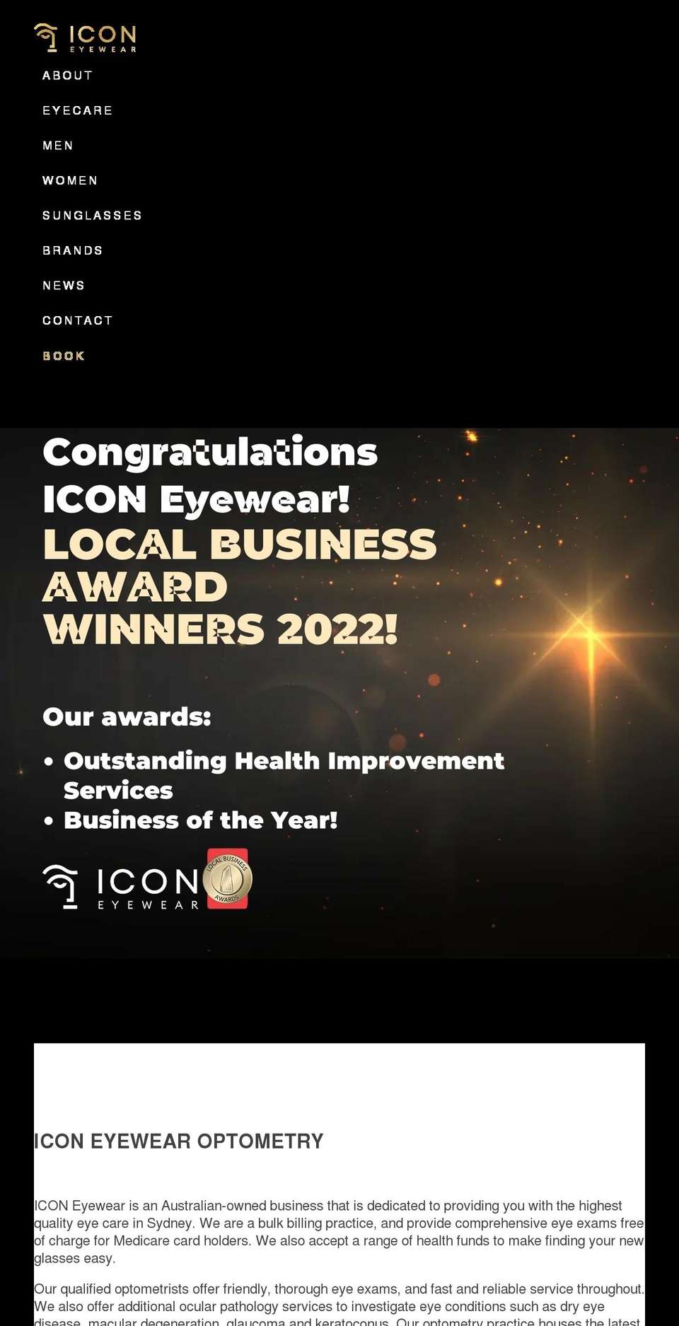 iconeyewear.com.au shopify website screenshot