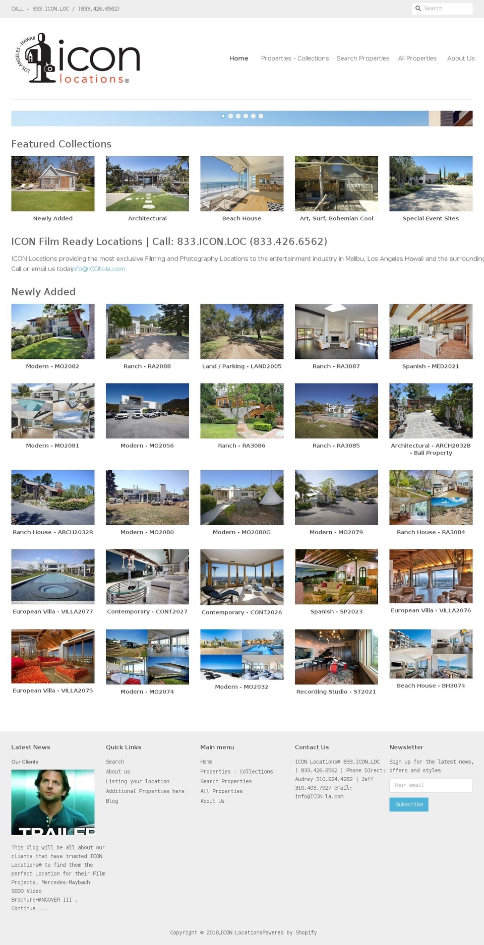 iconfilmlocations.com shopify website screenshot