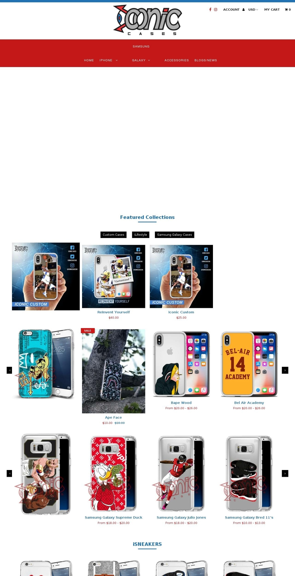 iconiccasez.com — Shopify storefront screenshot