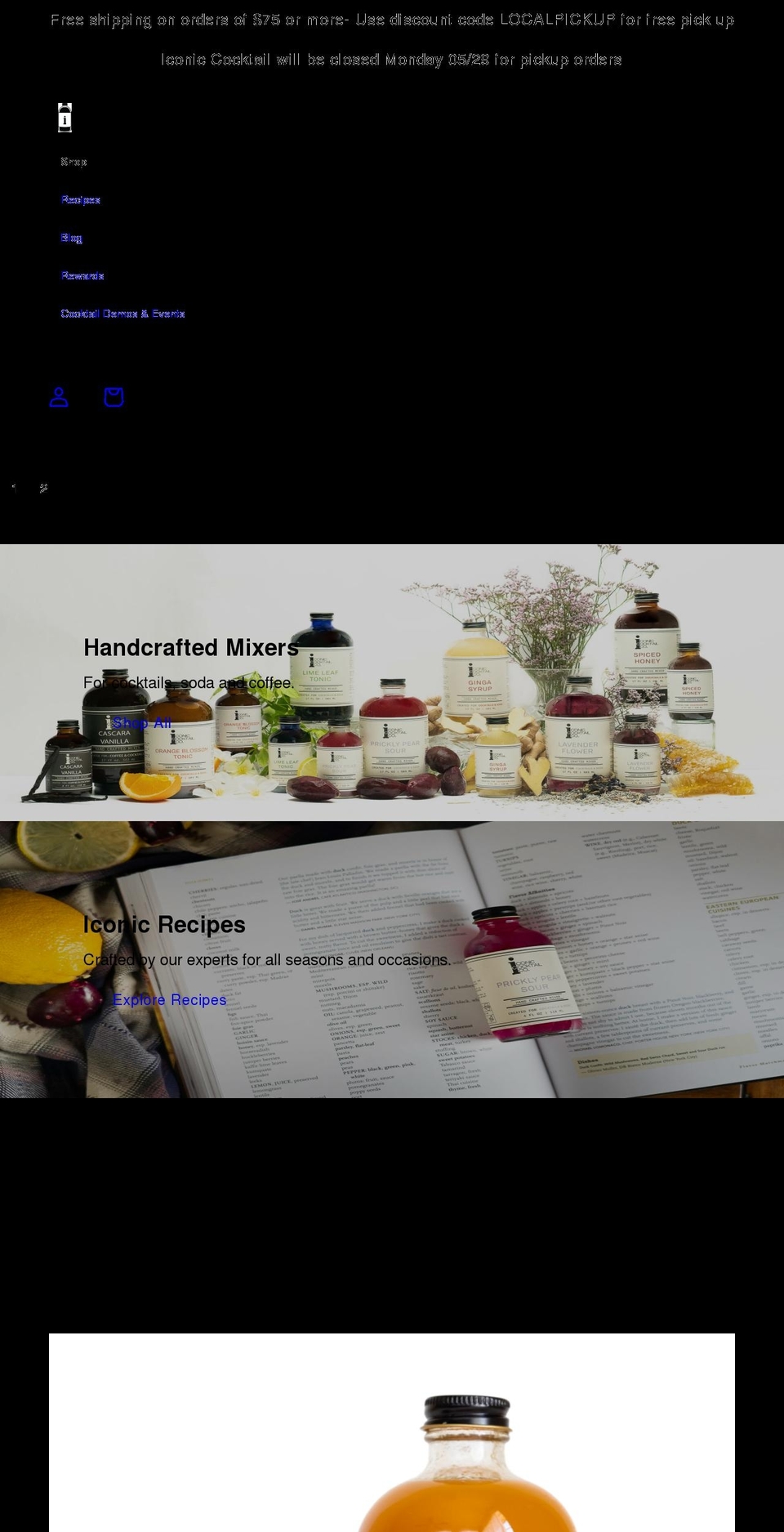 iconiccocktail.com shopify website screenshot
