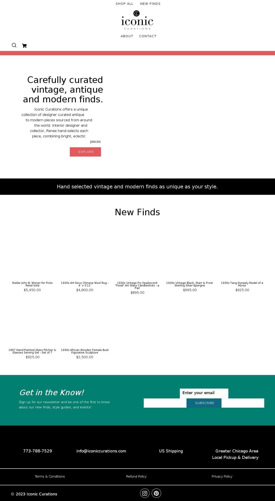 iconiccurations.com shopify website screenshot