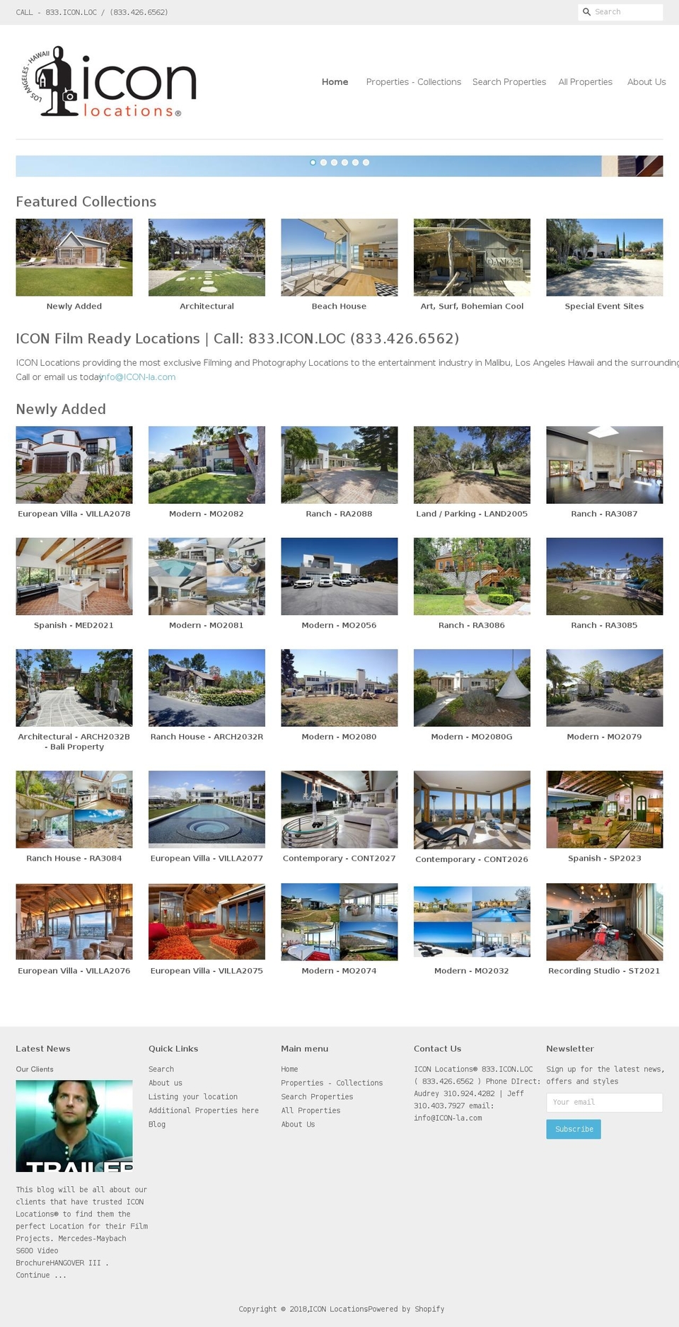 iconicfilmlocations.com — Shopify storefront screenshot