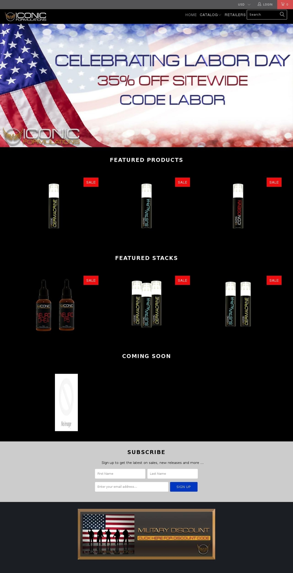 iconicformulations.com — Shopify storefront screenshot