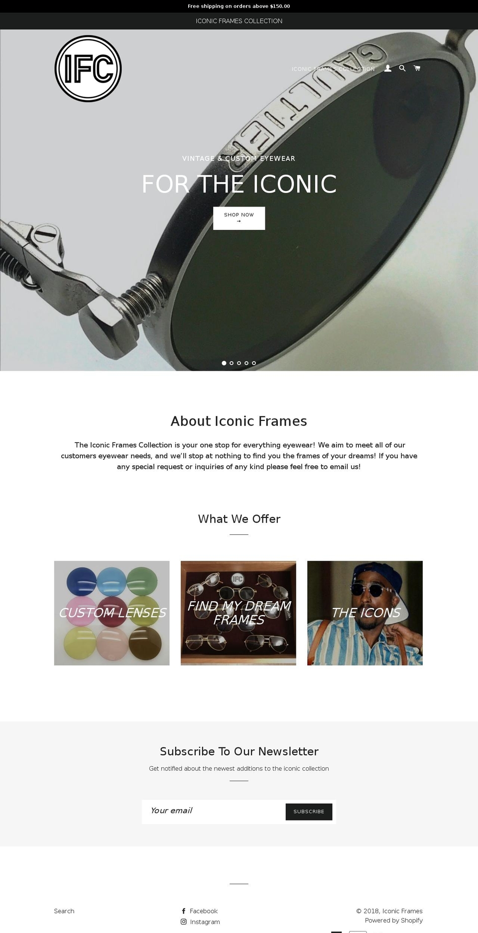iconicframescollection.com shopify website screenshot