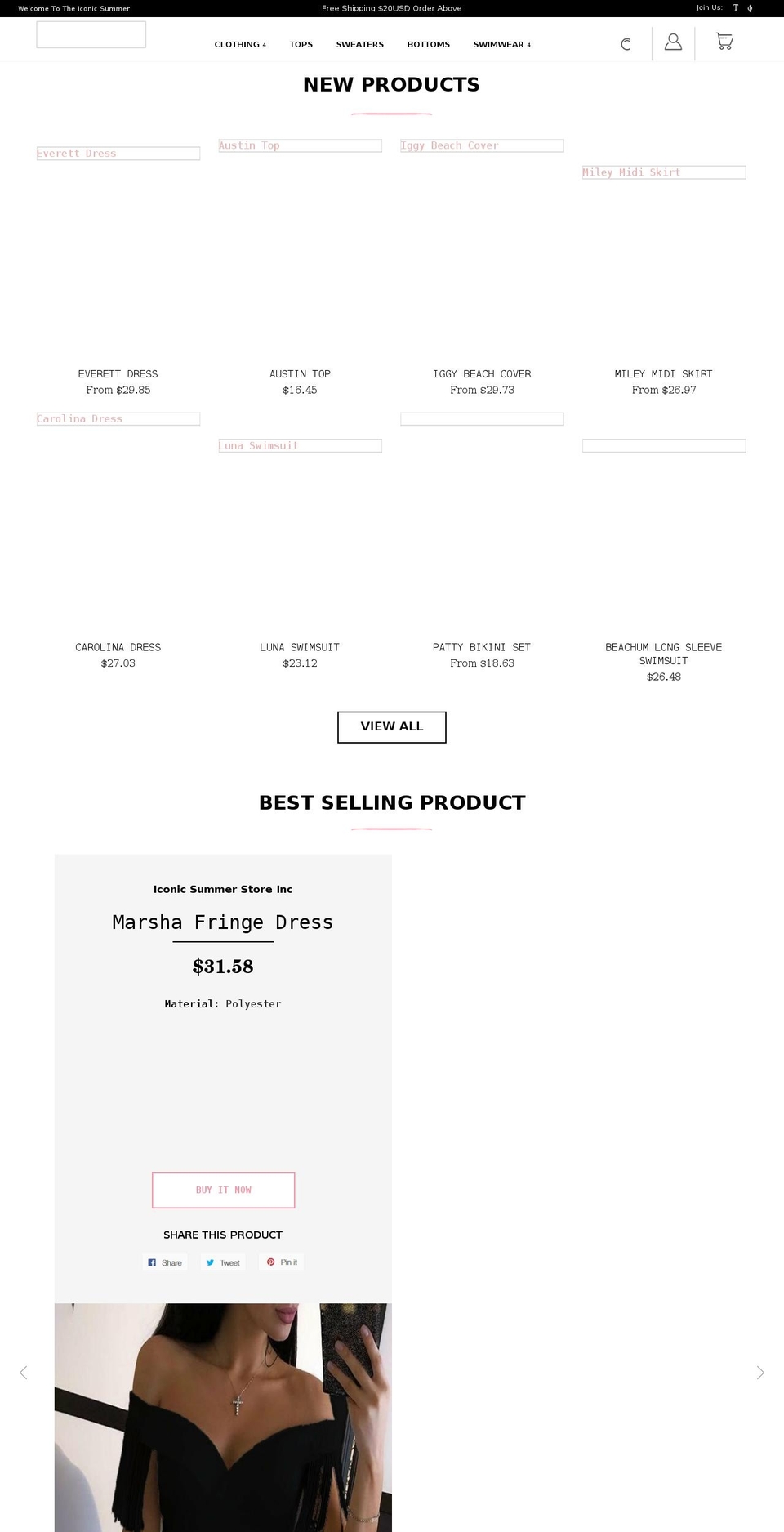 iconicsummerstore.com shopify website screenshot