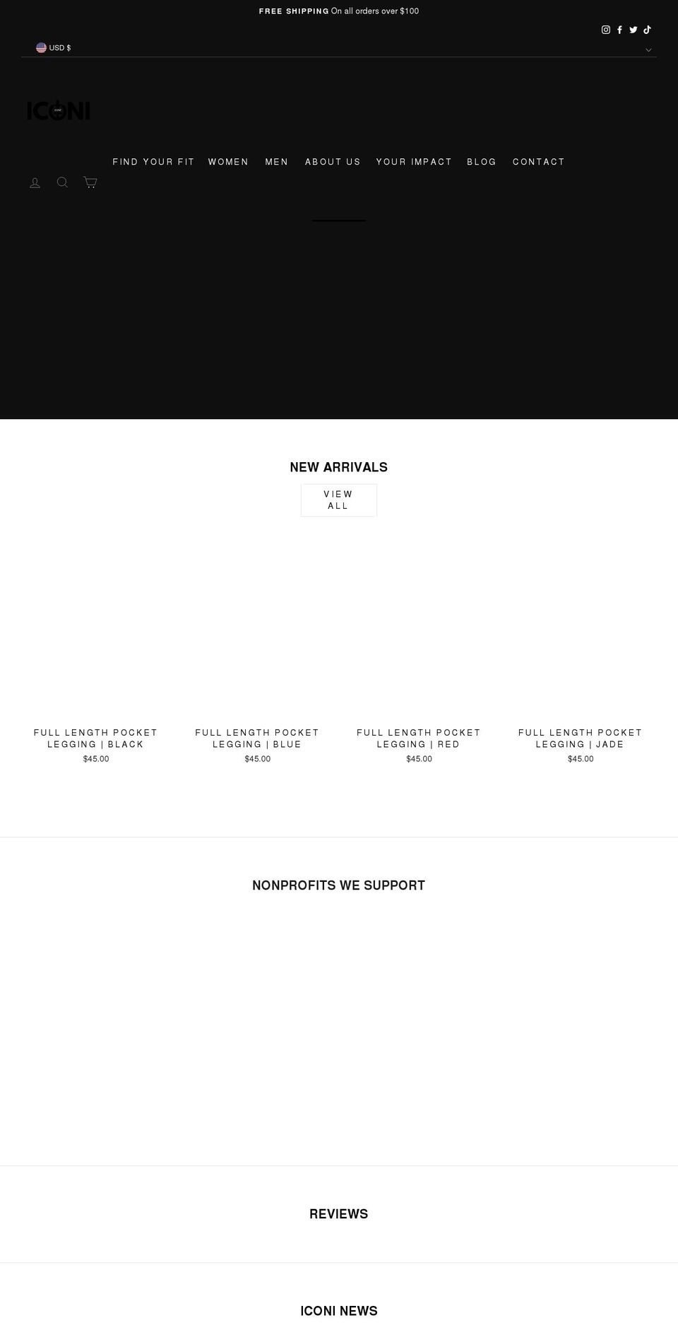 iconileggings.com shopify website screenshot