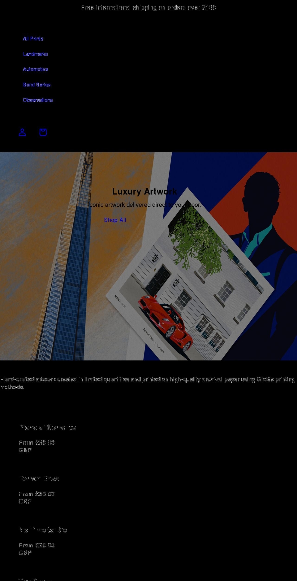 iconprints.net shopify website screenshot