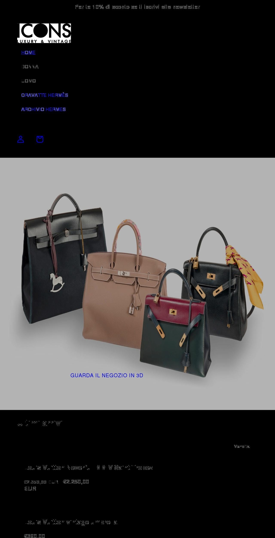 iconsluxury.com shopify website screenshot