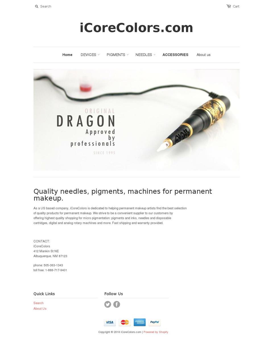 icorecolors.com shopify website screenshot