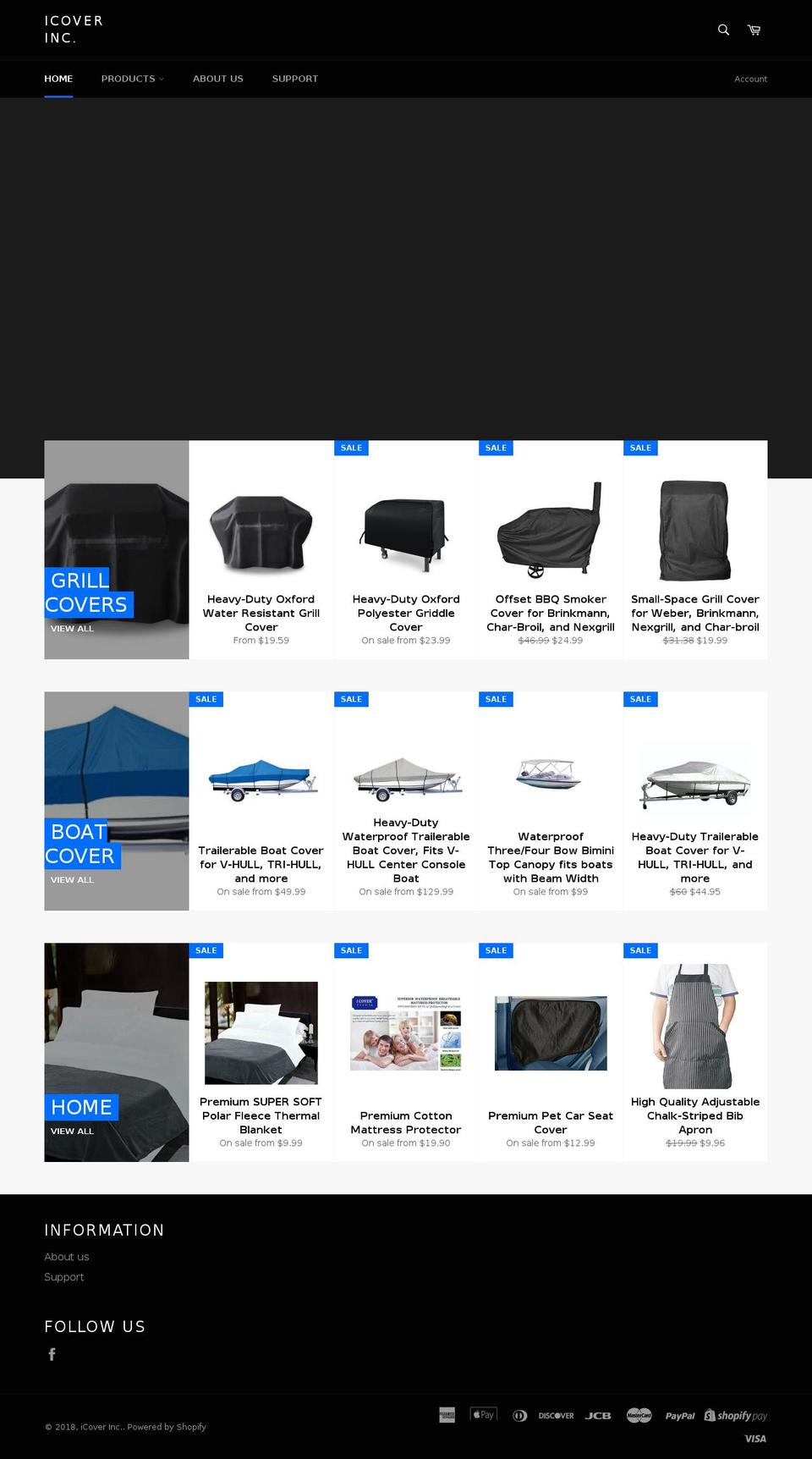 Homepage v Shopify theme site example icoveritall.com