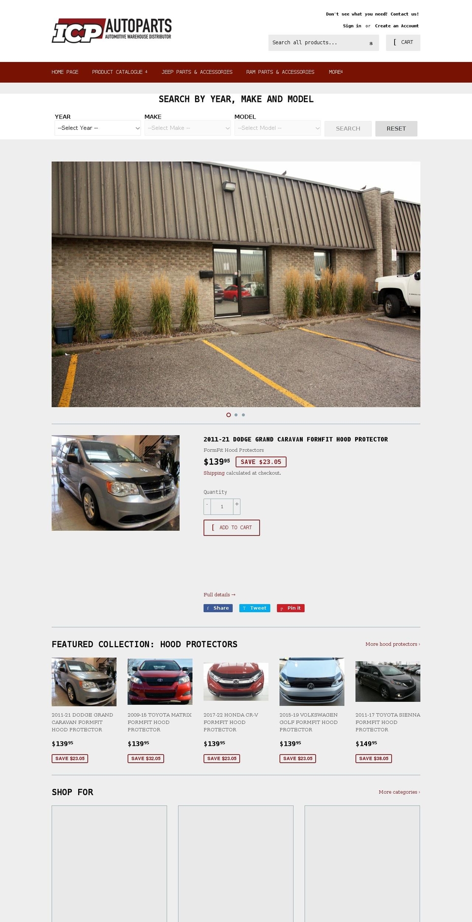 icpautoparts.com shopify website screenshot