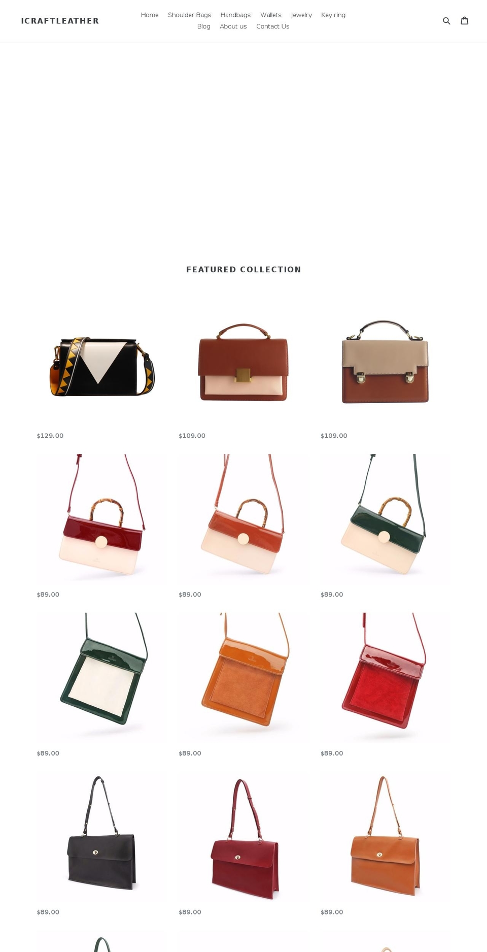 icraftleather.com — Shopify storefront screenshot