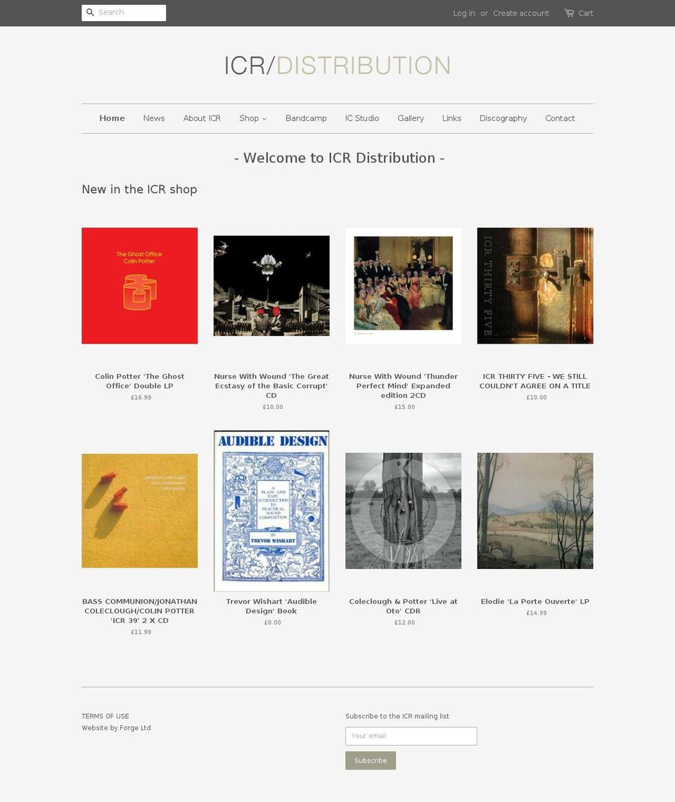 icrdistribution.com shopify website screenshot