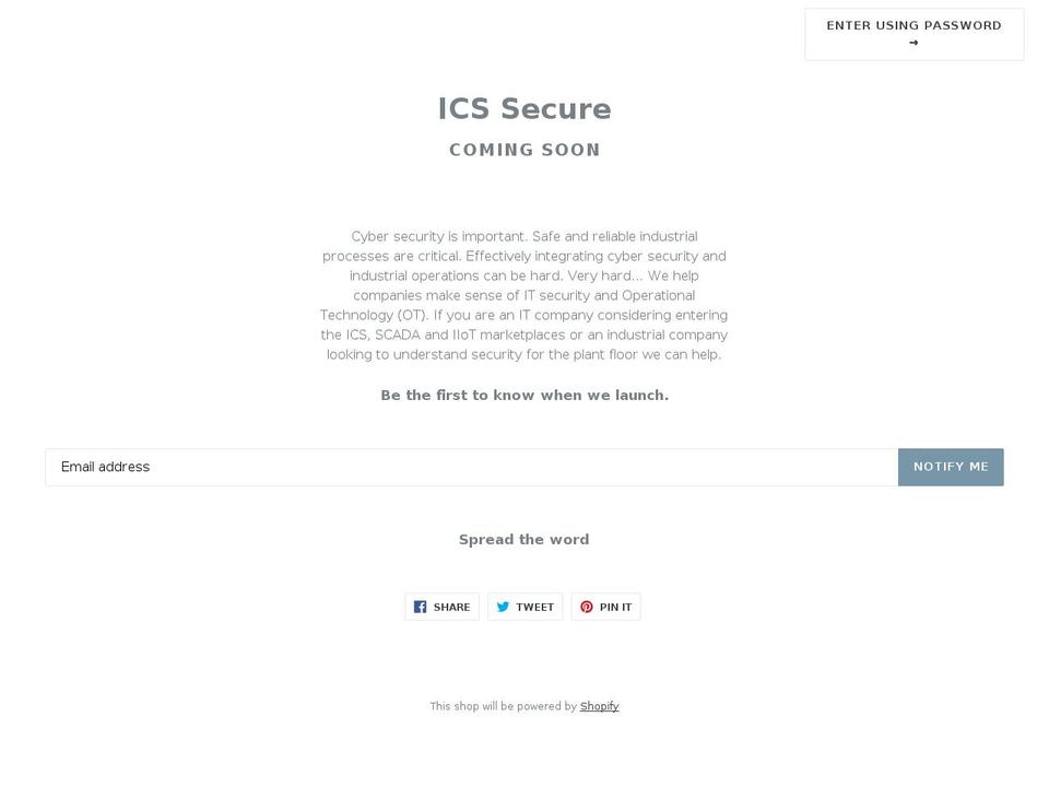 ics-secure.com shopify website screenshot