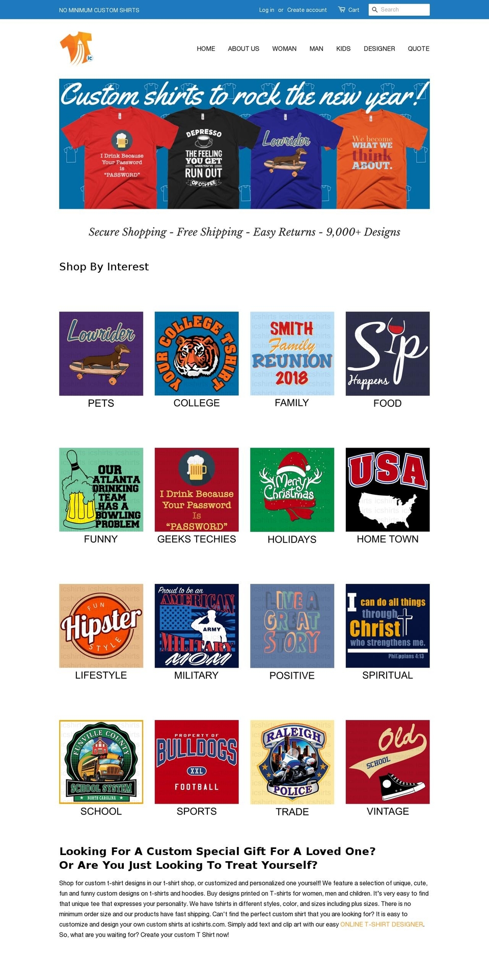 icshirts.net shopify website screenshot