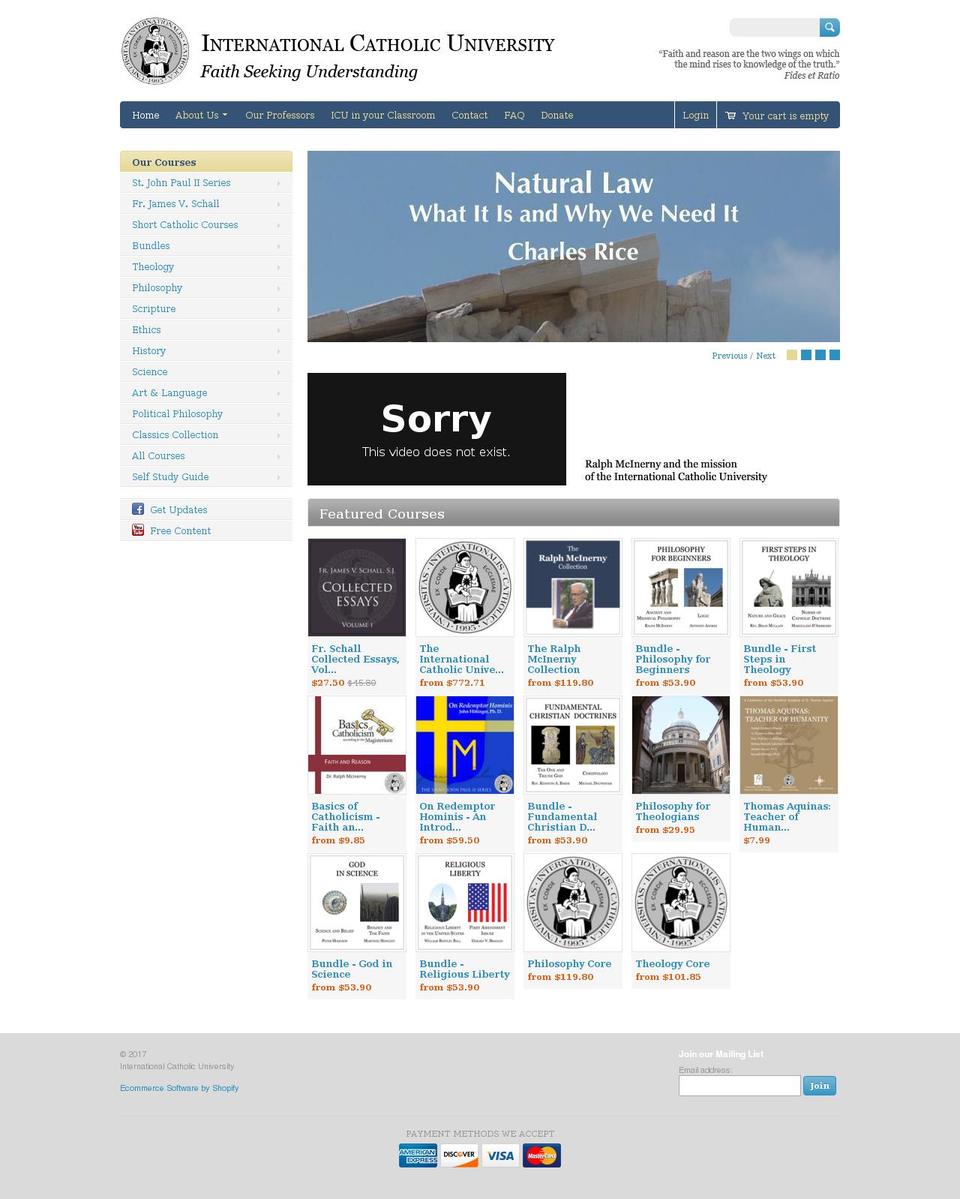 icucourses.org shopify website screenshot