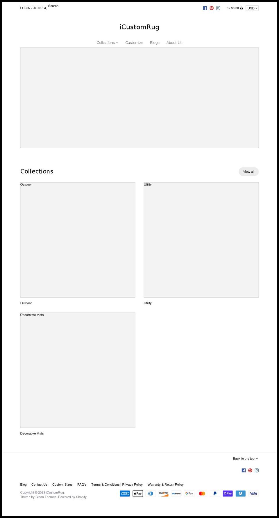 icustomrug.com shopify website screenshot