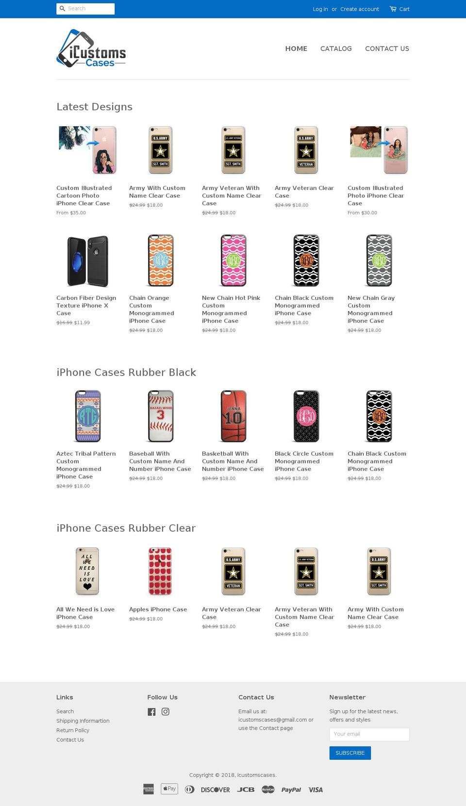 icustomscases.com — Shopify storefront screenshot