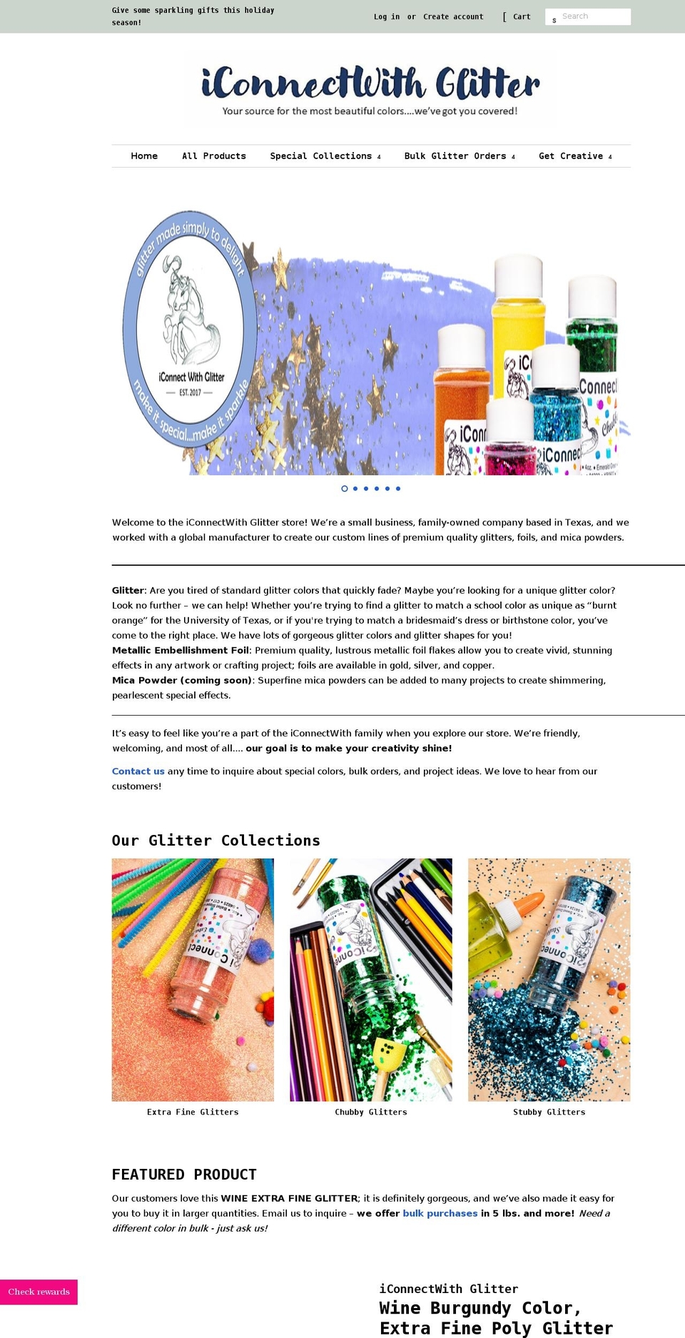 icwglitter.com shopify website screenshot