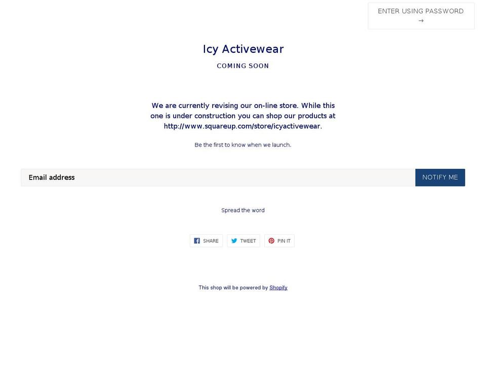icyactivewear.com — Shopify storefront screenshot