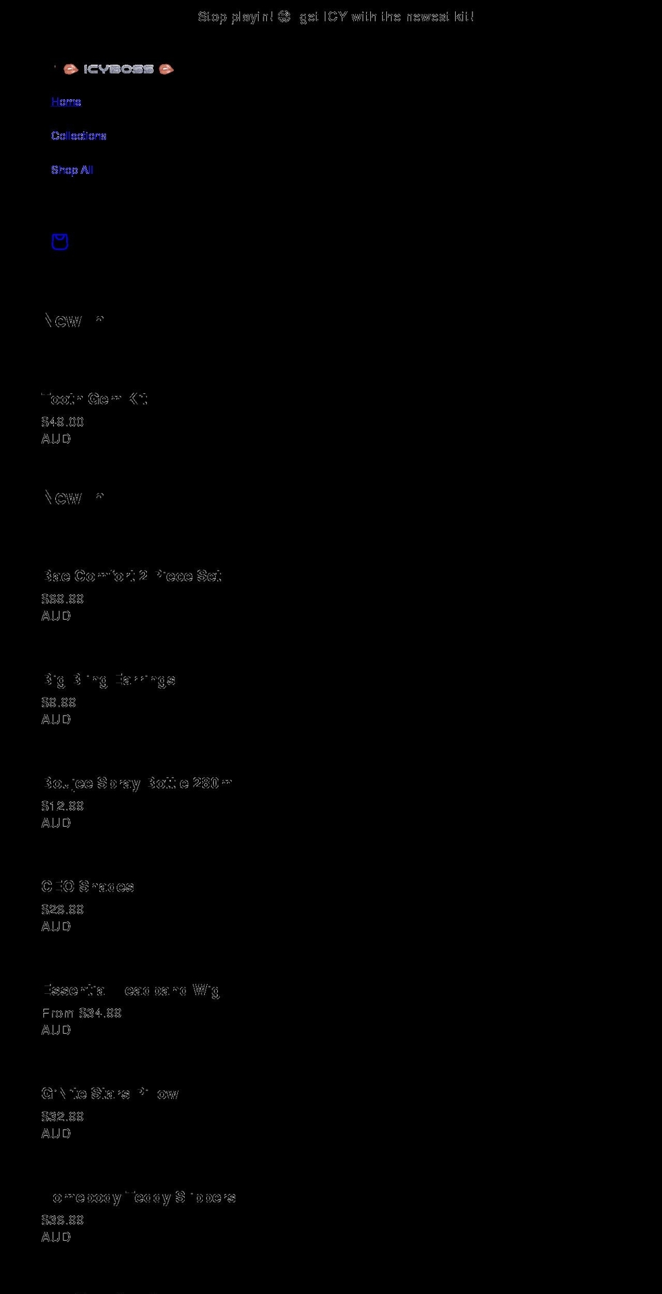 icyboss.com shopify website screenshot