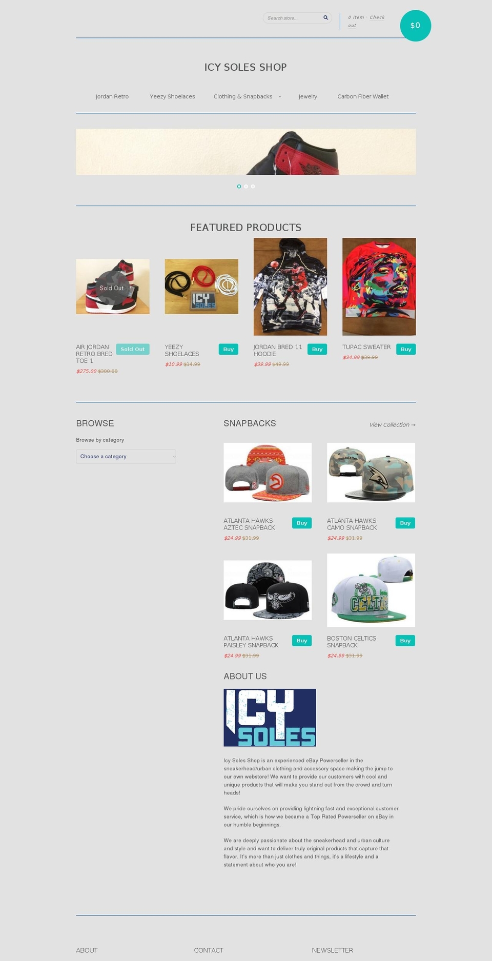 icysolesshop.com — Shopify storefront screenshot