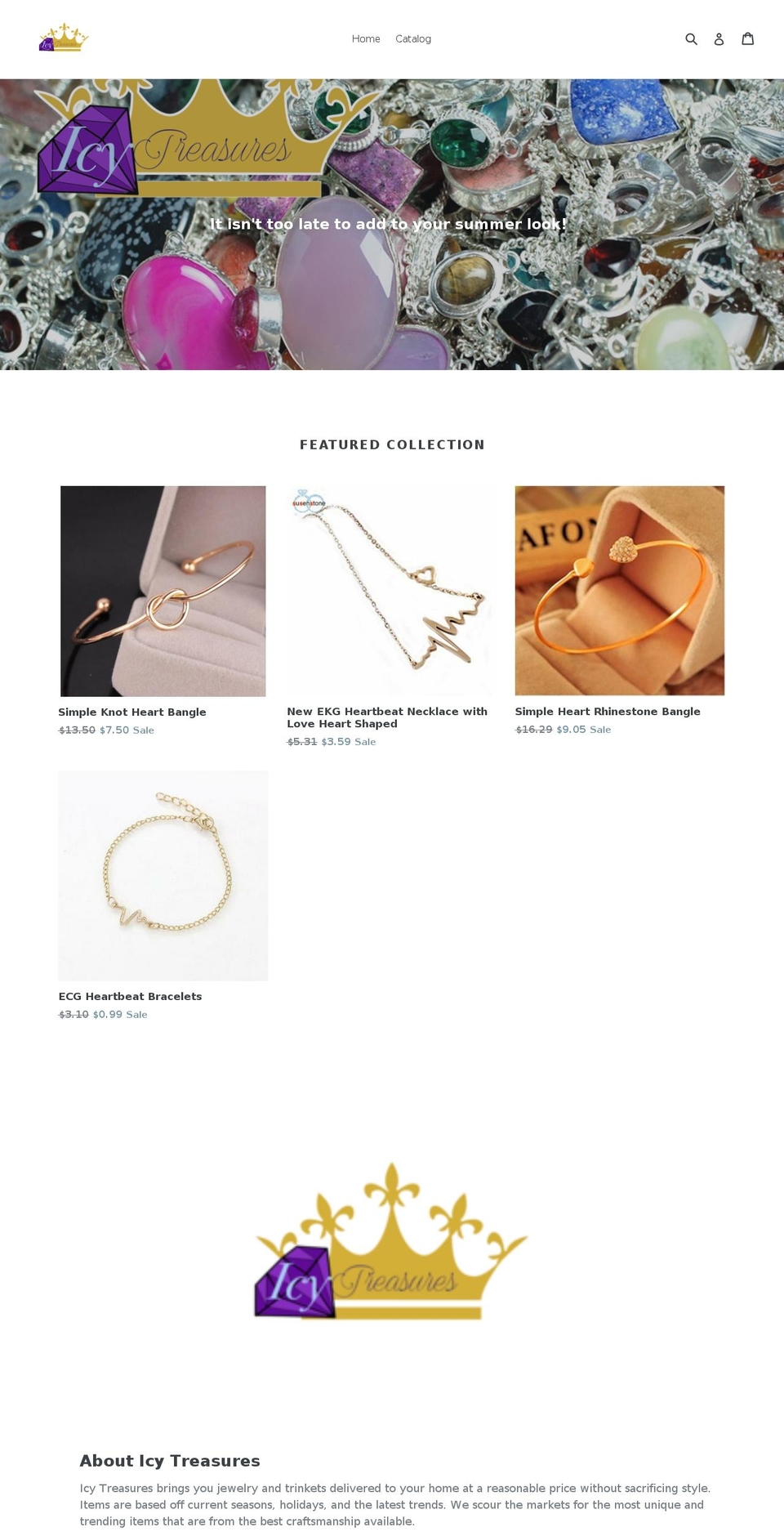 icytreasures.com shopify website screenshot
