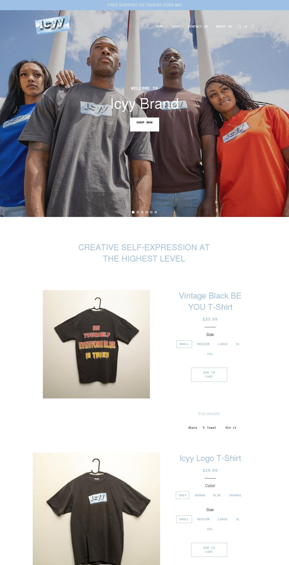 icyybrand.com shopify website screenshot