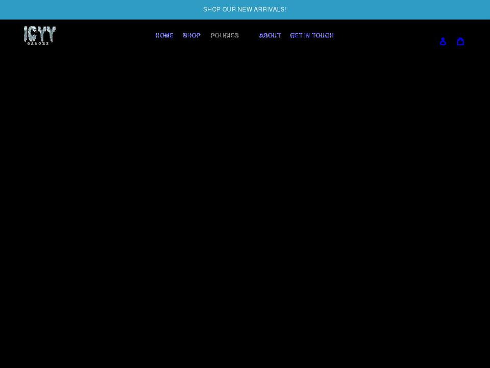 icyygaloreshop.com shopify website screenshot