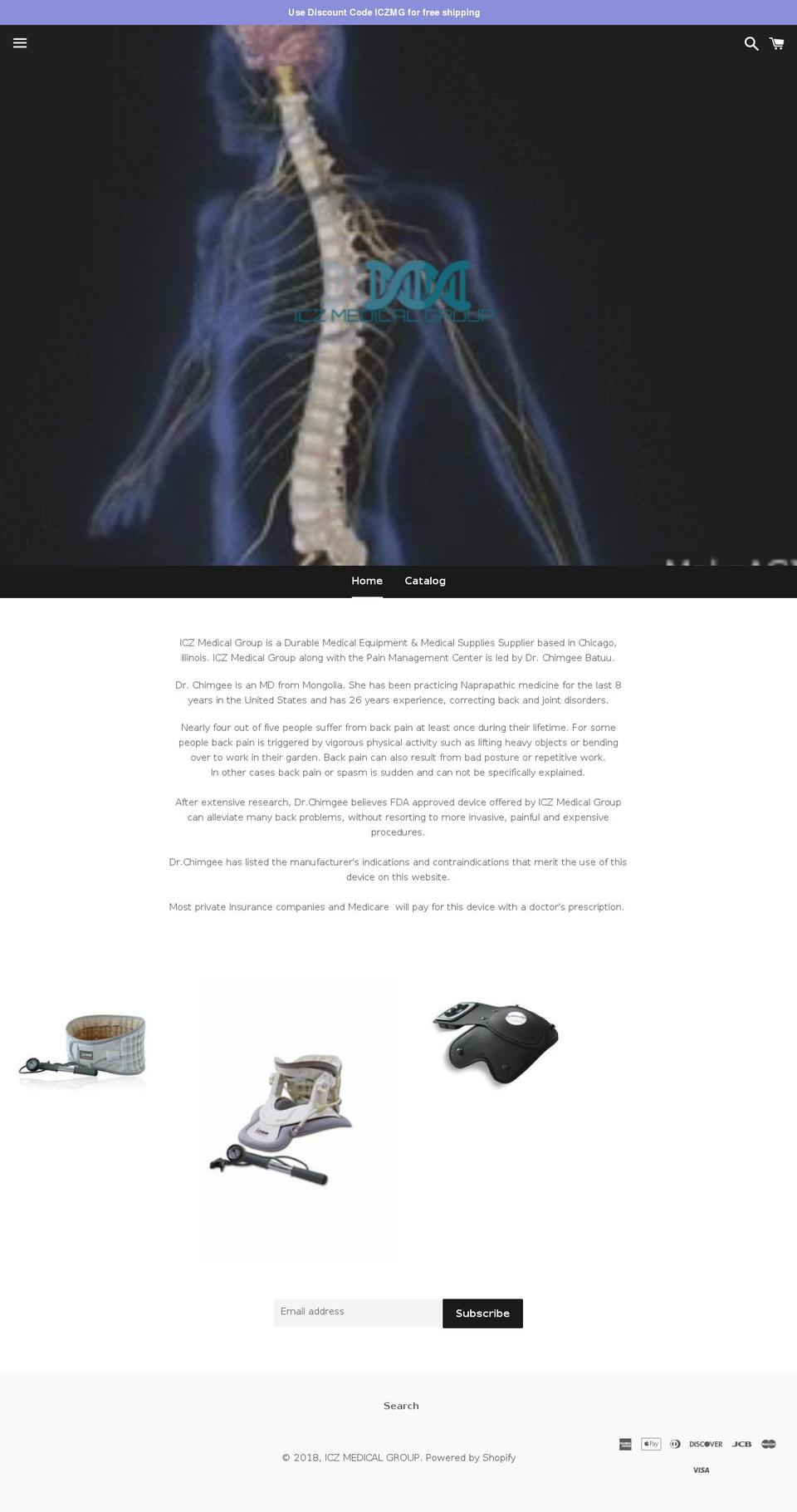 iczmedicalgroup.com — Shopify storefront screenshot