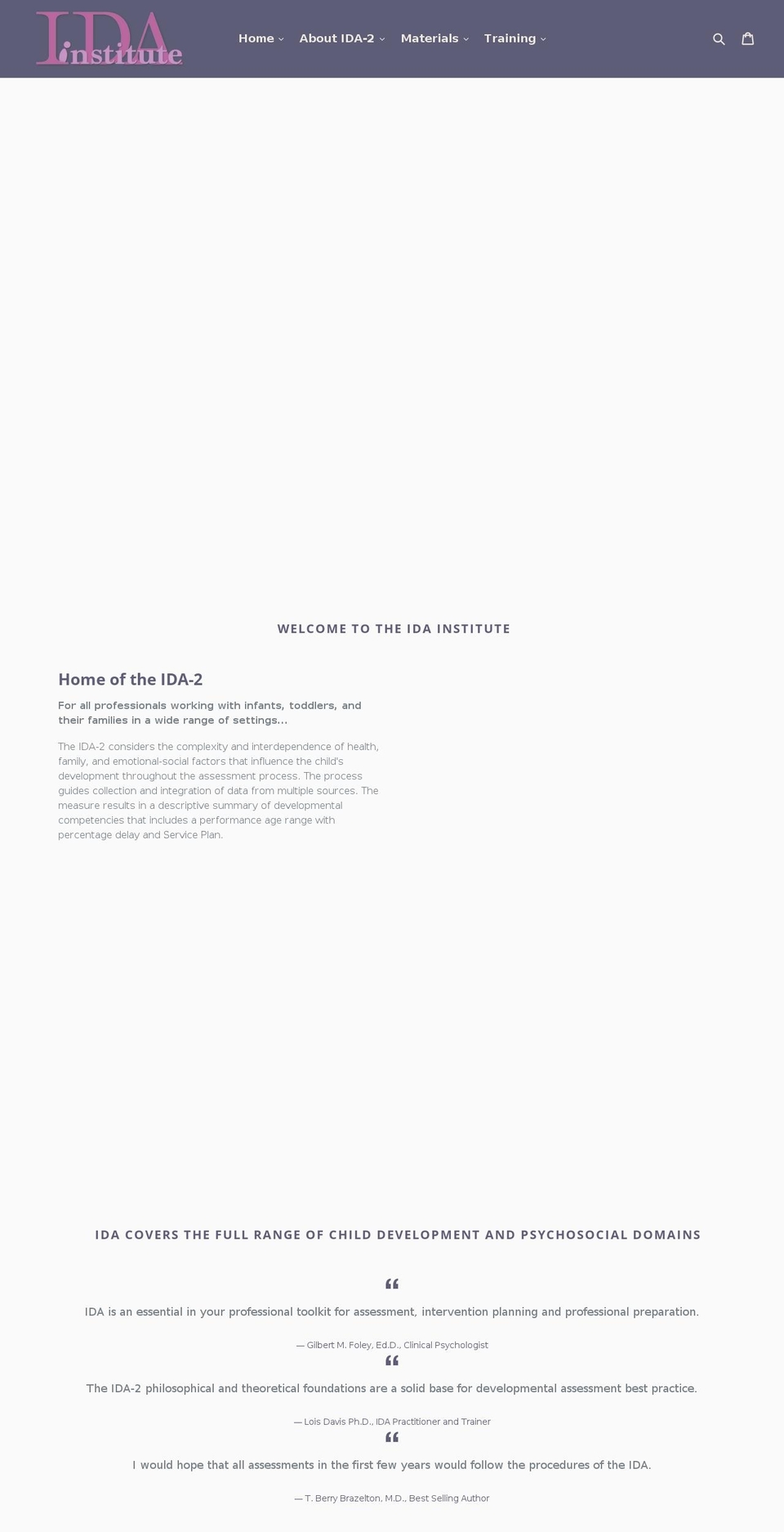ida2.org shopify website screenshot