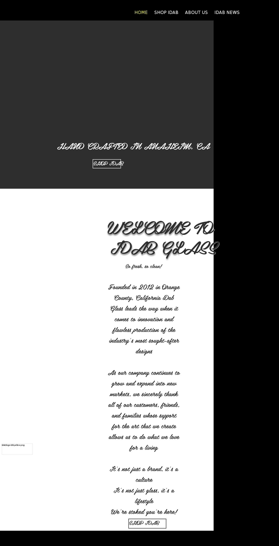 idabglass.com — Shopify storefront screenshot