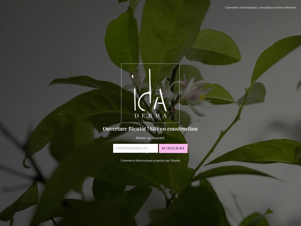 idaderma.com shopify website screenshot