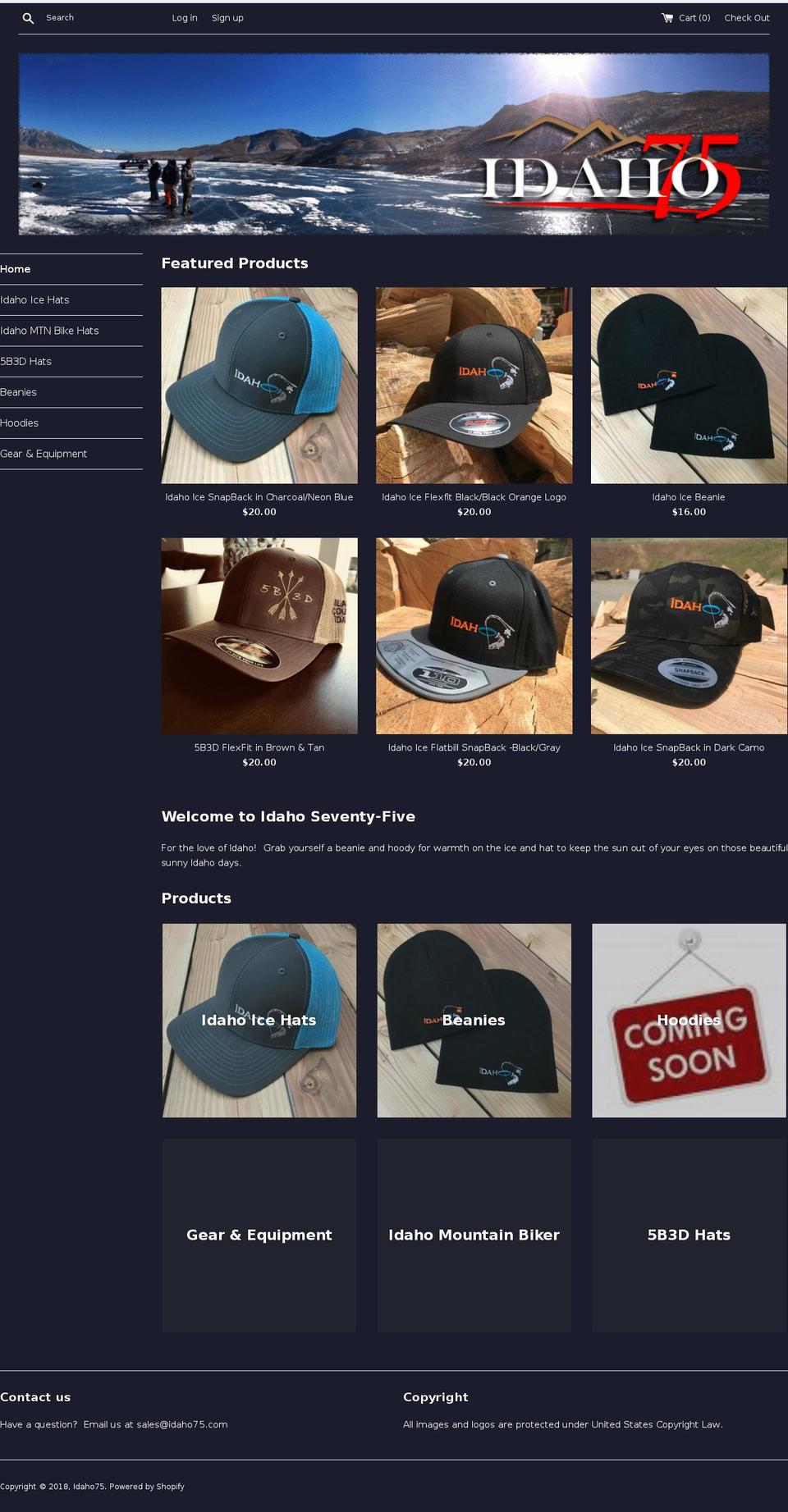 idaho75.com — Shopify storefront screenshot