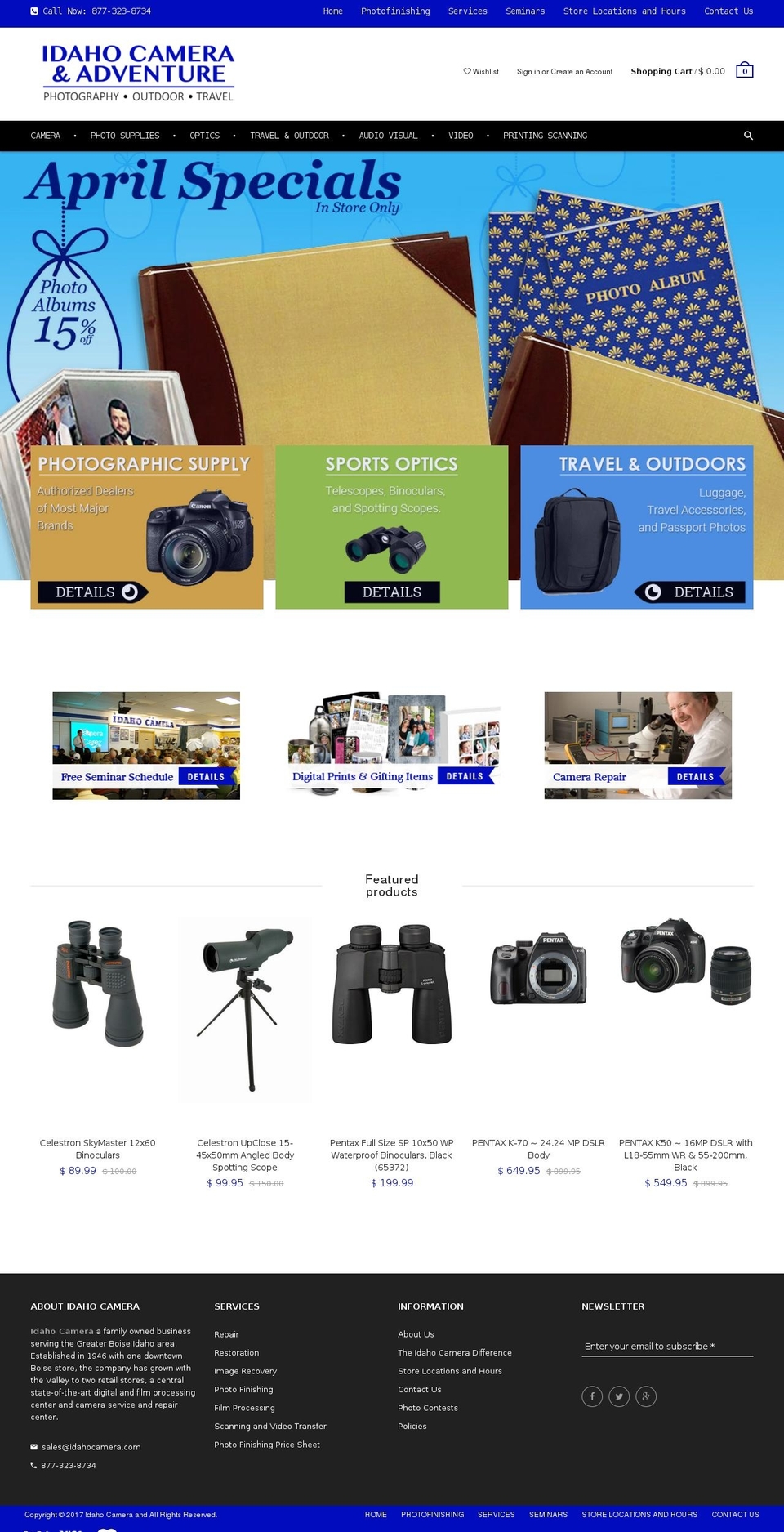 idahoadventureshop.com shopify website screenshot