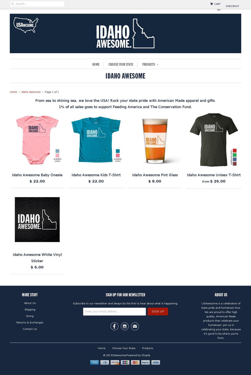 idahoawesome.us shopify website screenshot