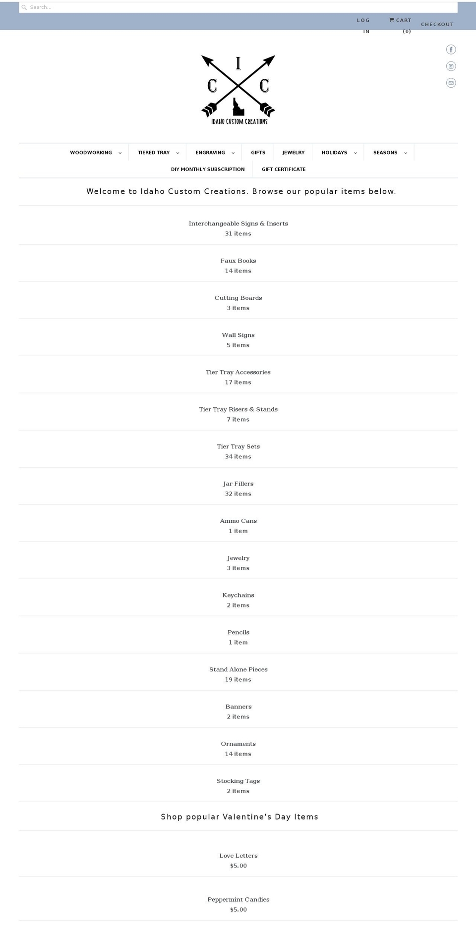 idahocustomcreations.com shopify website screenshot