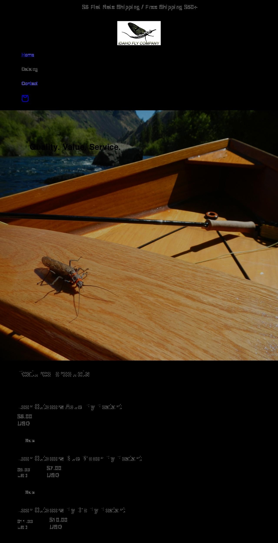 idahofly.com shopify website screenshot