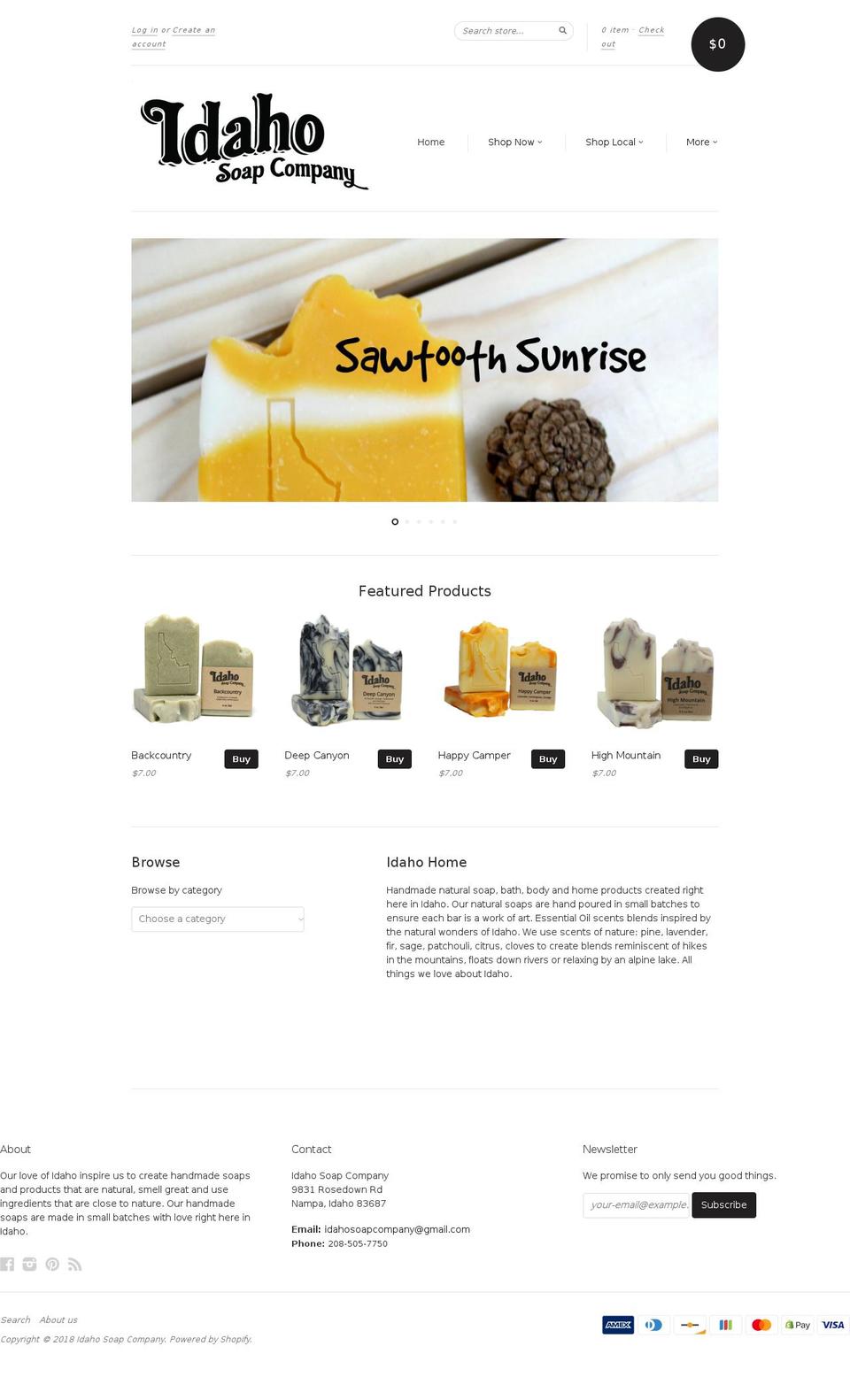 idahosoapco.com shopify website screenshot