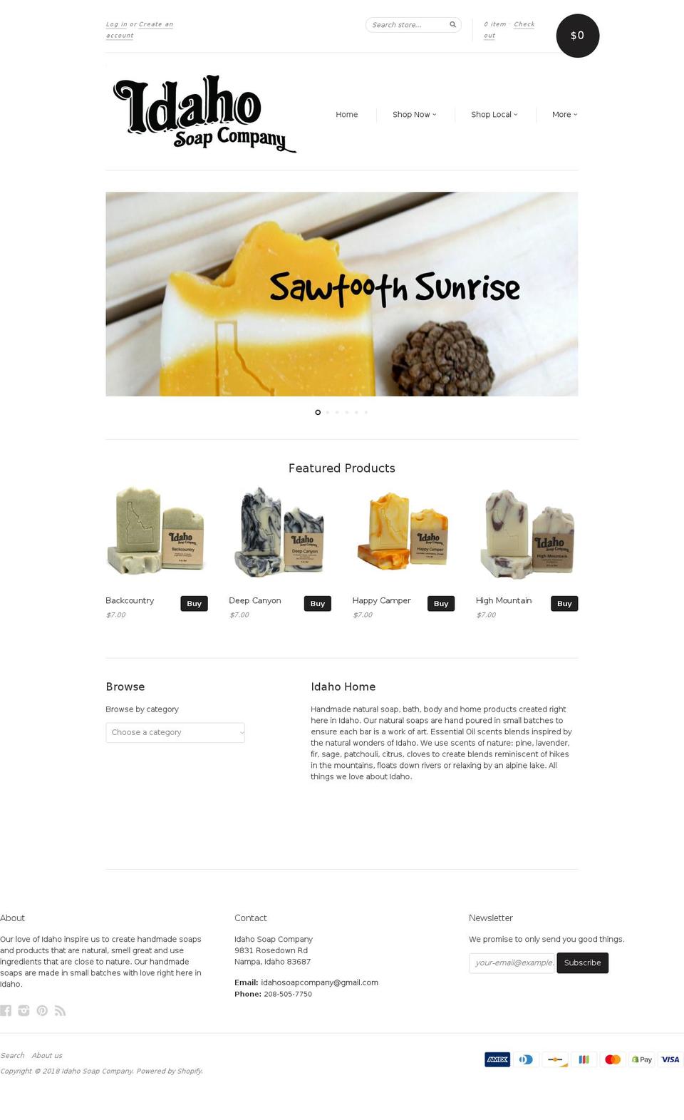 idahosoapcompany.com — Shopify storefront screenshot