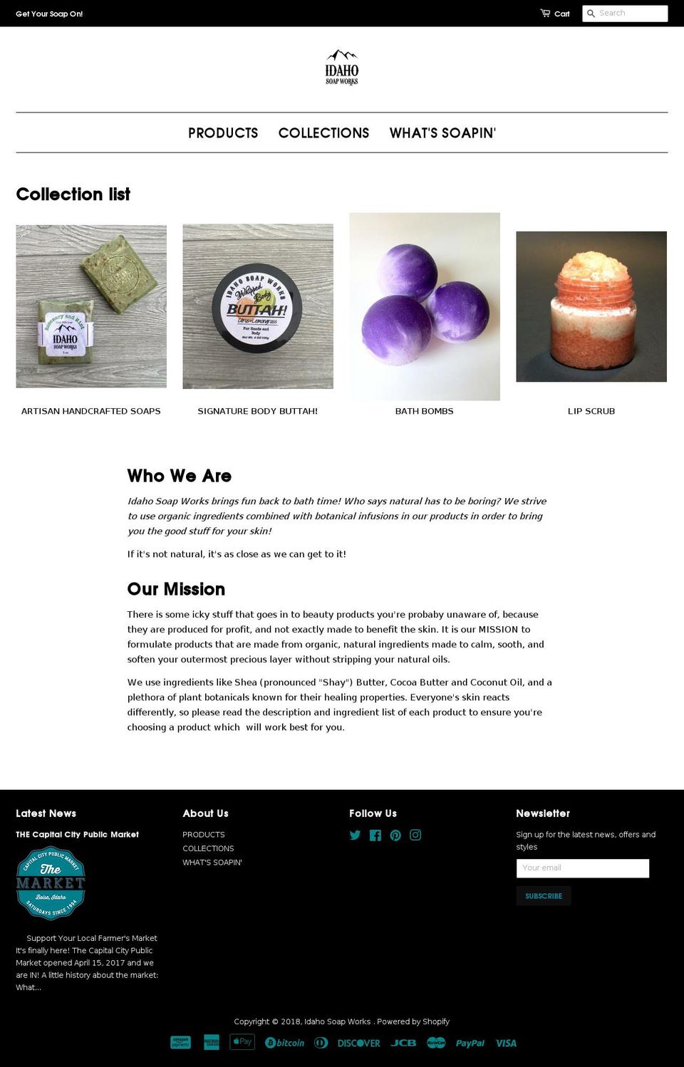 idahosoapworks.co shopify website screenshot