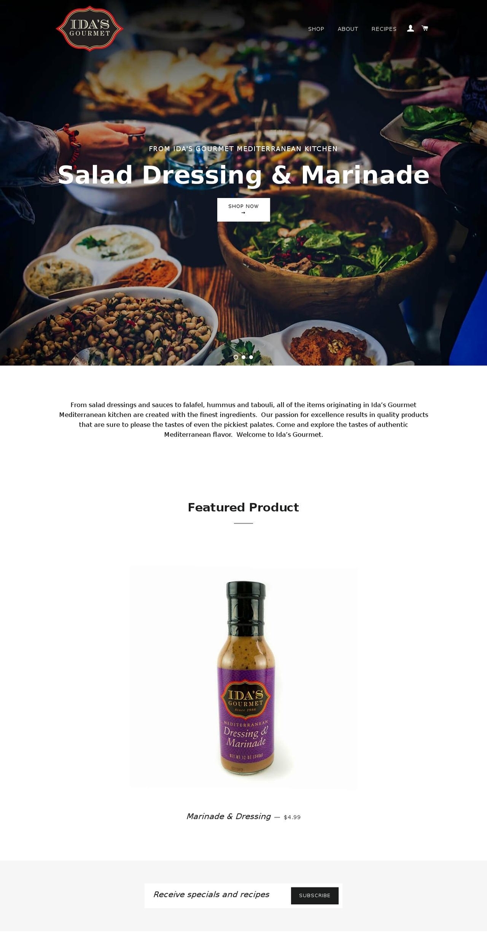 idasgourmet.com shopify website screenshot