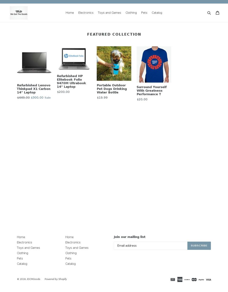 idcmgoods.com shopify website screenshot