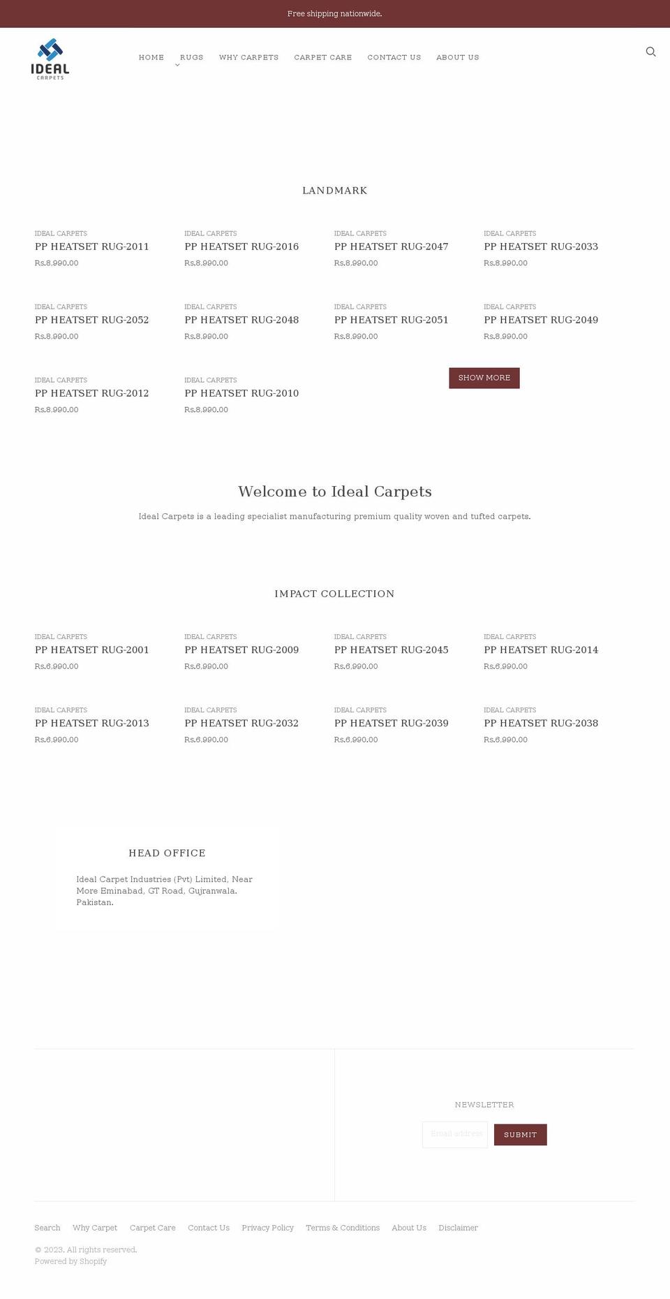 idealcarpets.pk shopify website screenshot