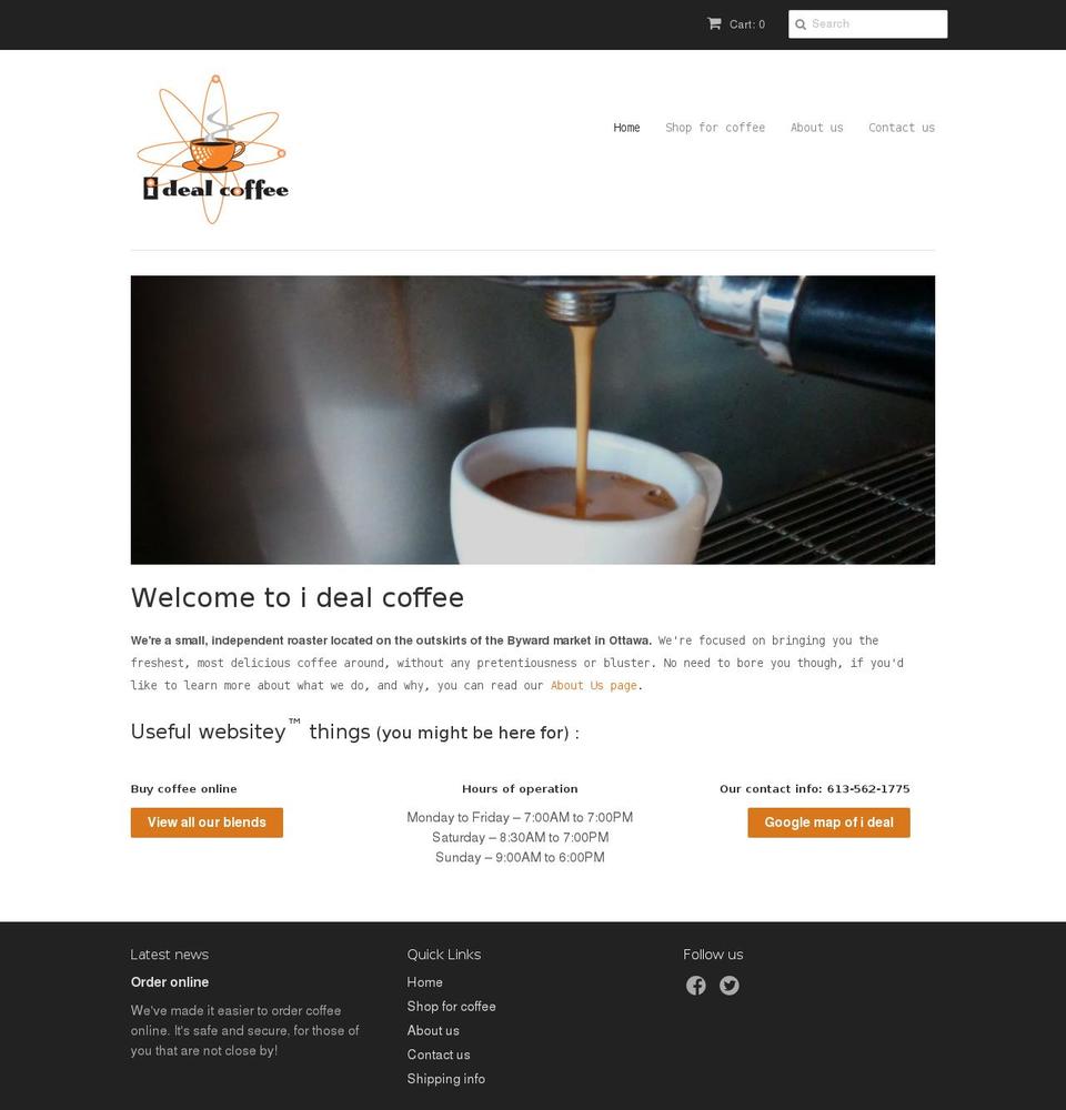 idealcoffees.com shopify website screenshot