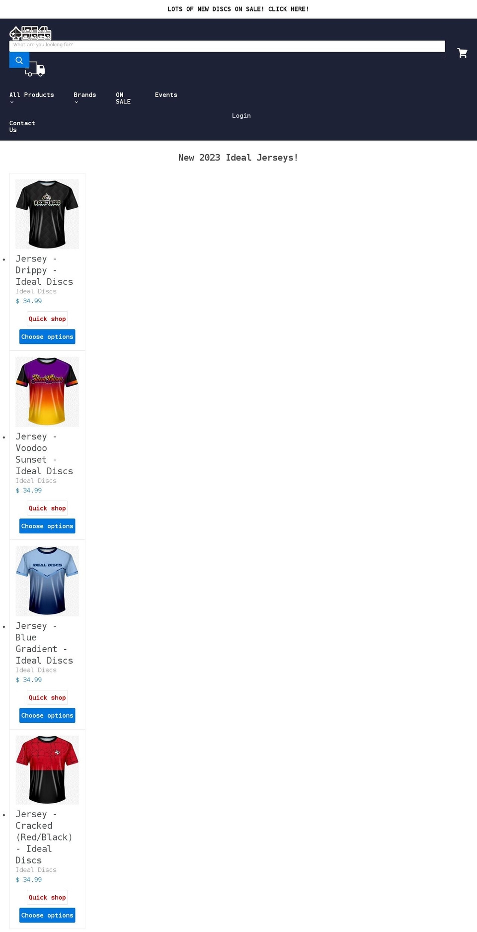 idealdiscs.com shopify website screenshot