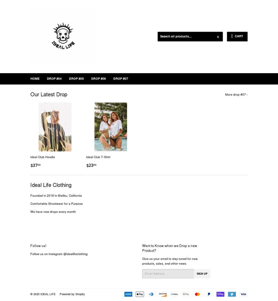 ideallifeclothing.com shopify website screenshot