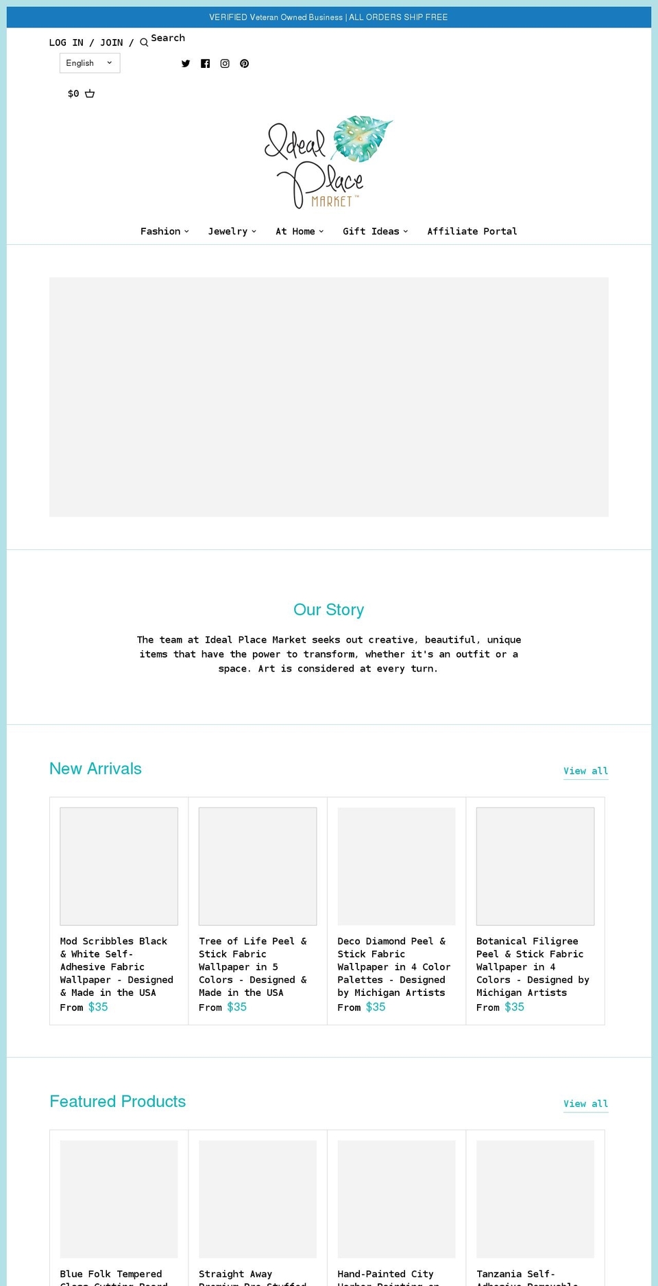 idealplacemarket.com shopify website screenshot