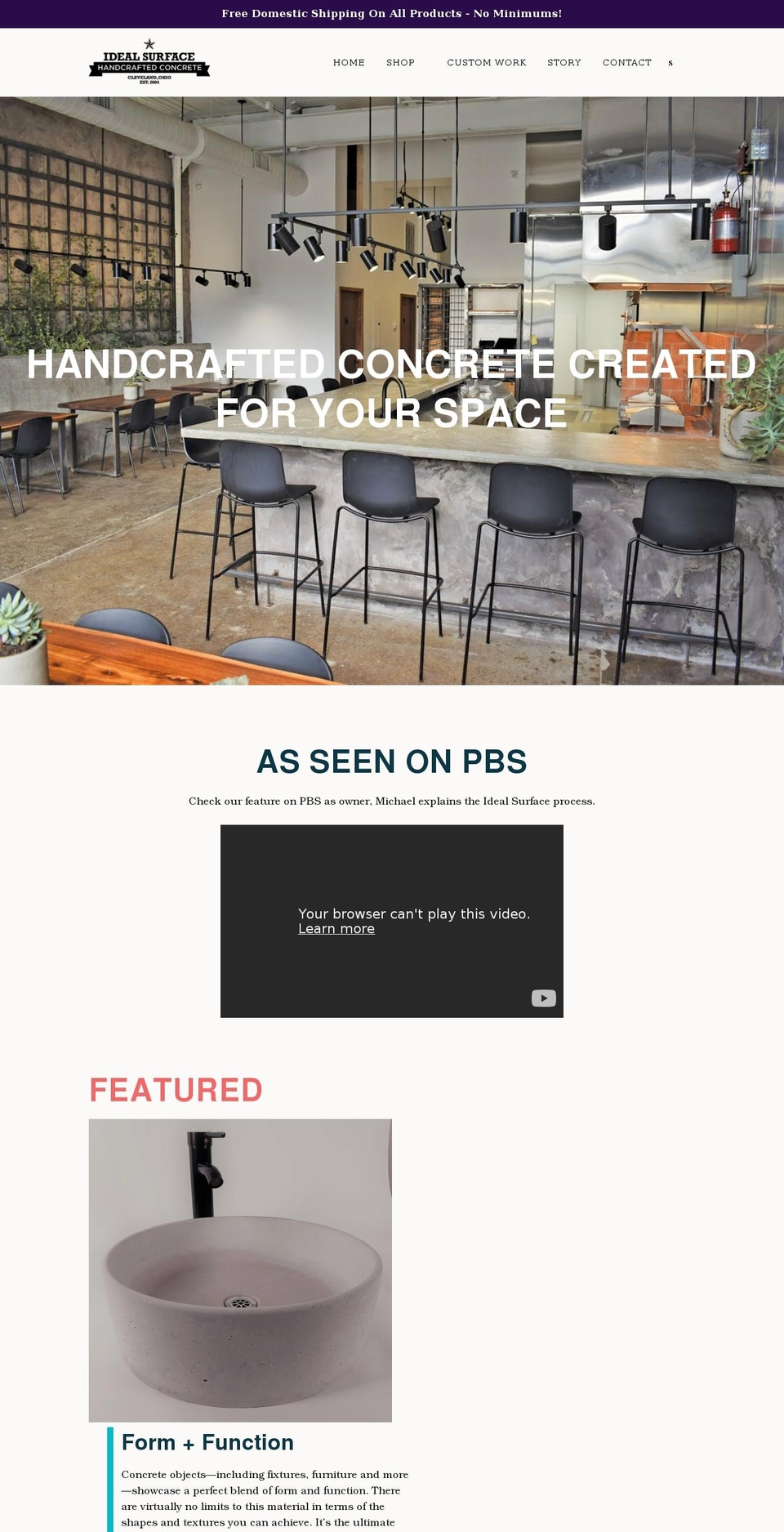 idealsurface.com shopify website screenshot